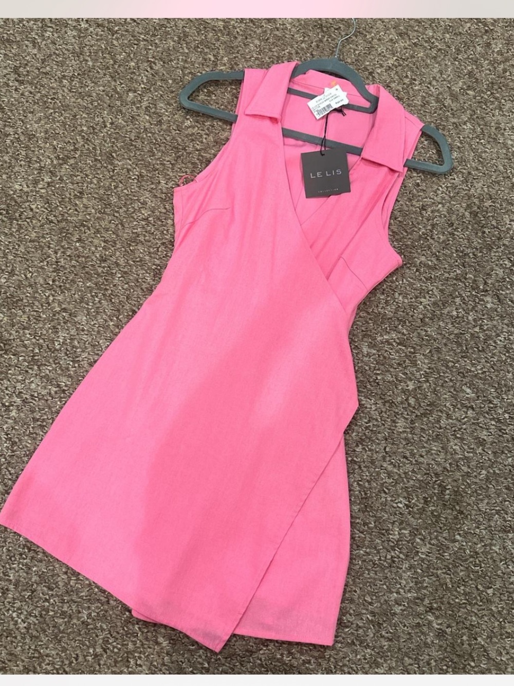Le Lis Hot Pink Sleeveless Faux-Wrap Mini Dress